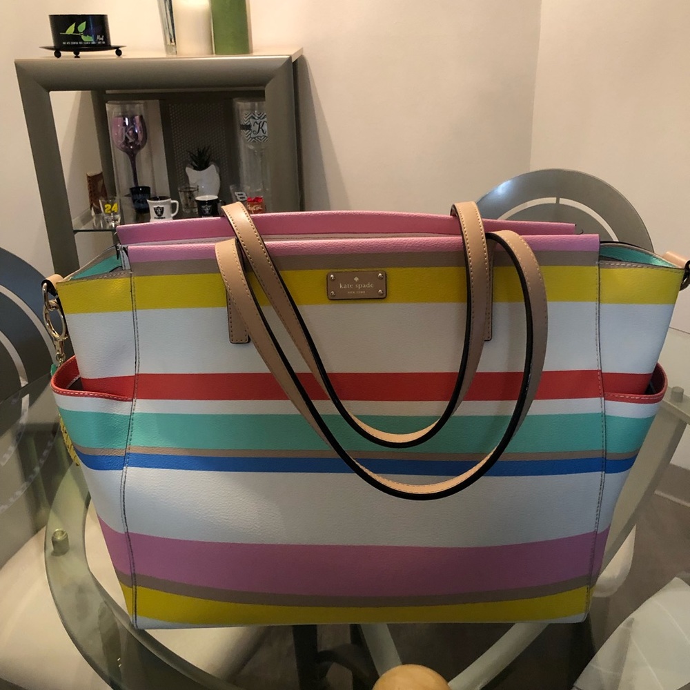 4 piece Kate Spade Multicolored Striped Tote Bag